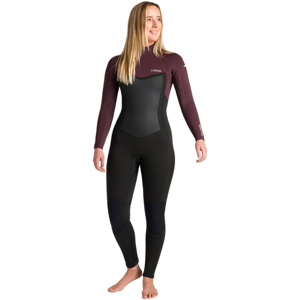 2026 C-Skins Dame Nuwave Surflite 5/4/3mm Back Zip Våddragt C-NSL54WBZ - Black / Rust / C.Yellow